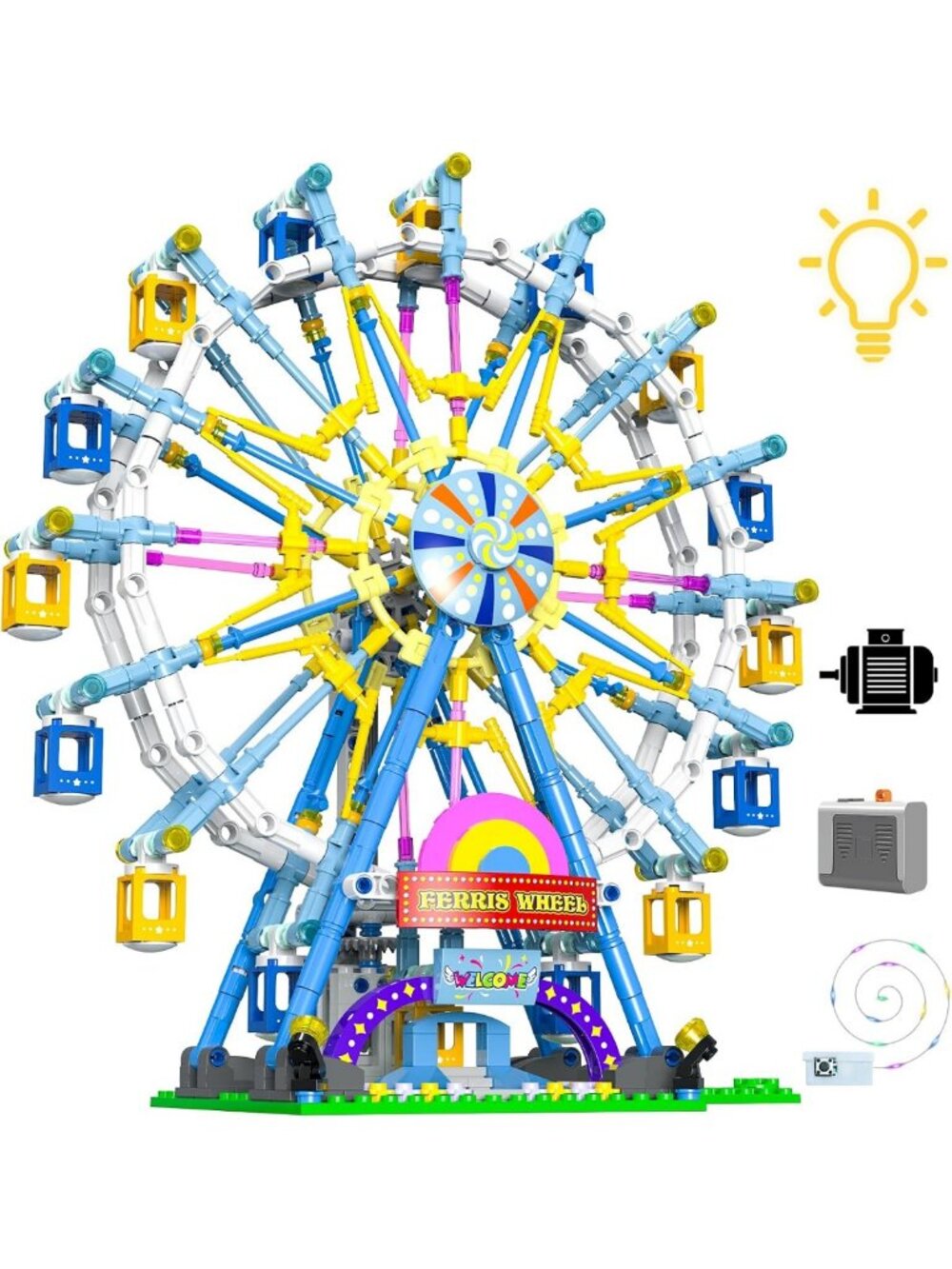 Amusement Park Building Blocks Set | STEM Ferris Wheel Kit for Kids & Adults
